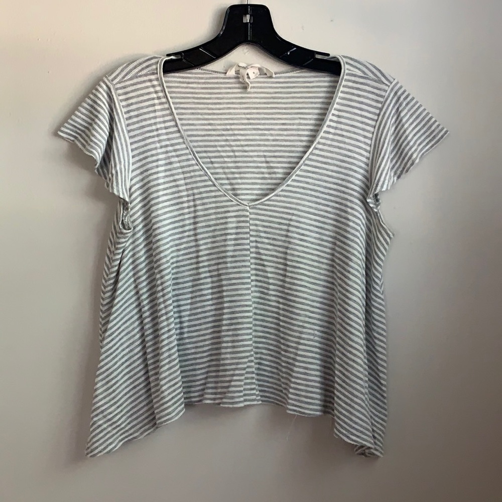 Grey and white striped flowy top